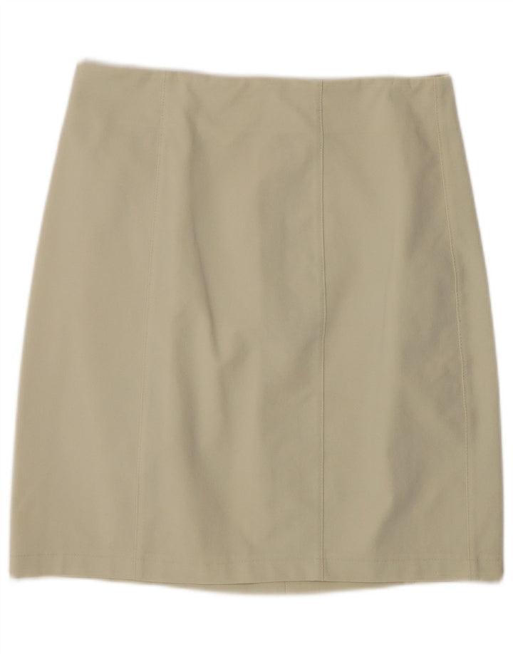 Vintage Mujer Mini Falda Grande W30 Poliamida Beige