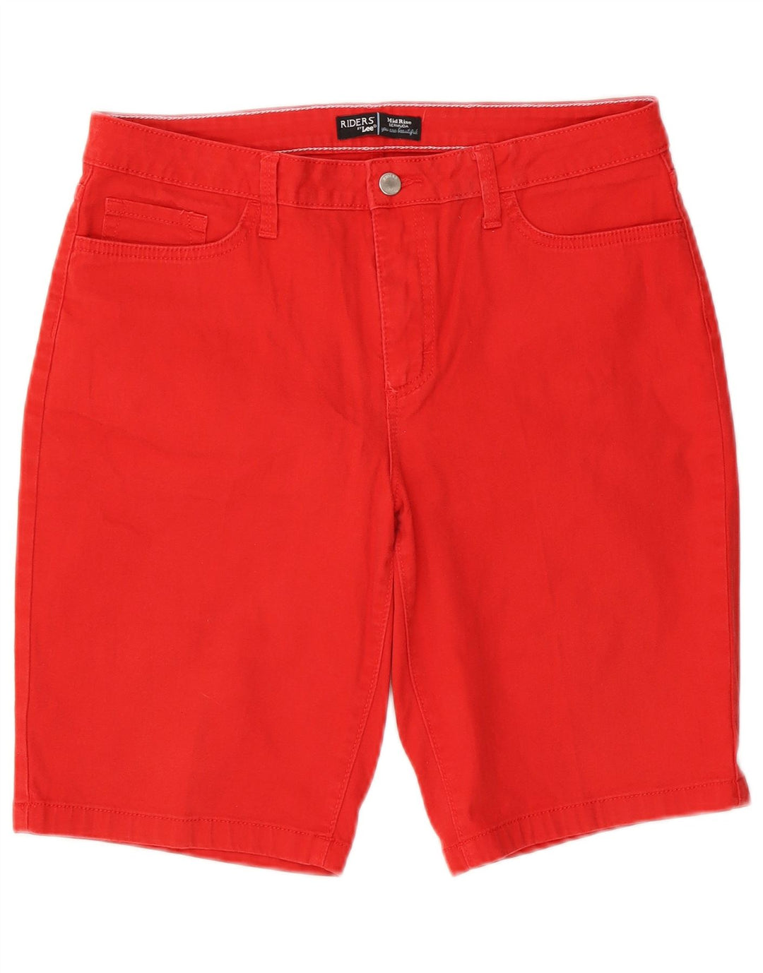 Lee - Bermudas para mujer Riders de talle medio, talla 12, talla grande, W32, algodón rojo