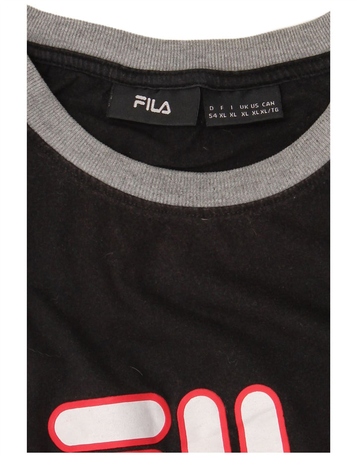 FILA Camiseta gráfica para hombre Top XL Black Colourblock