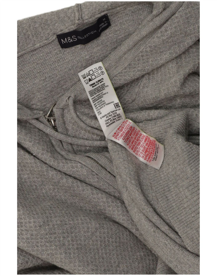 Marks & Spencer Suéter con capucha y cremallera para mujer UK 44 Viscosa gris medio