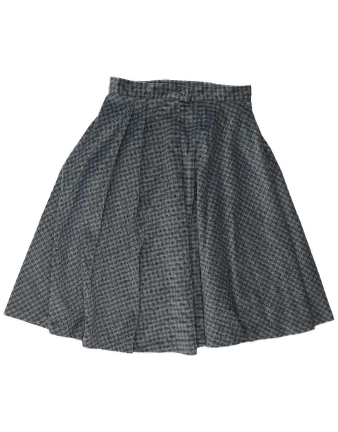 Falda circular vintage para mujer W30 cheque azul medio