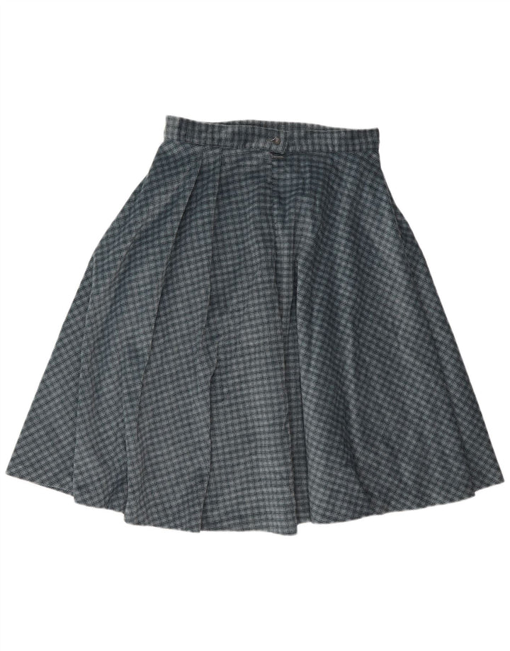 Falda circular vintage para mujer W30 cheque azul medio