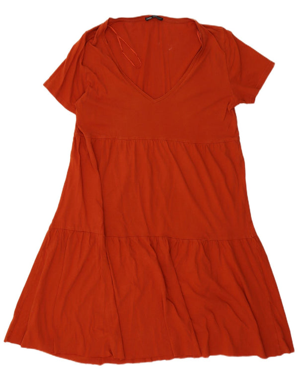 ZARA Mujer Vestido Escalonado UK 46 Grande Naranja