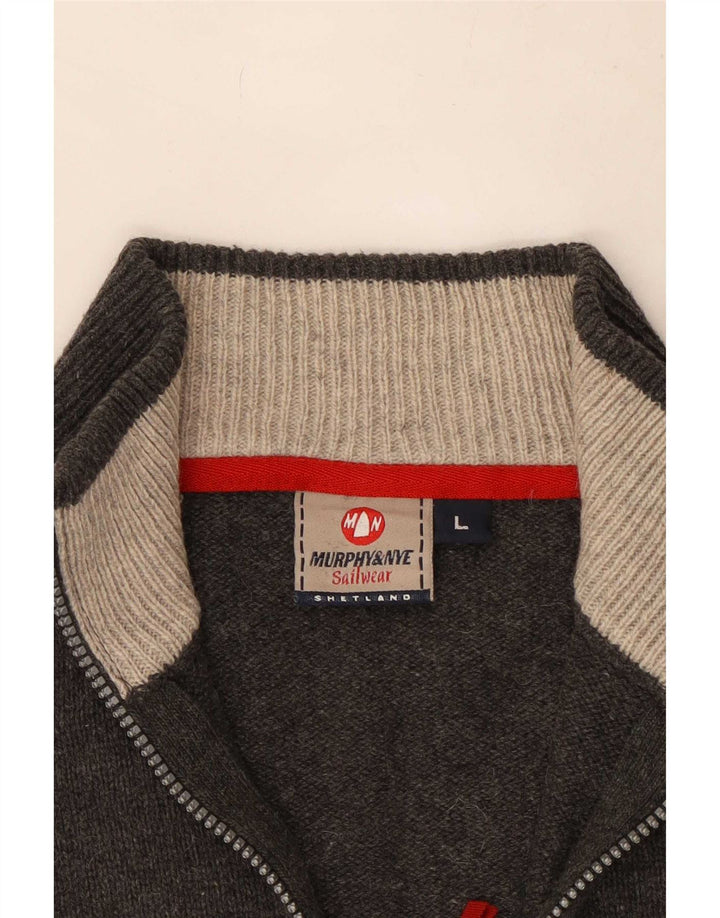 Murphy & Nye Suéter tipo jersey con cuello y cremallera para hombre, talla grande, gris