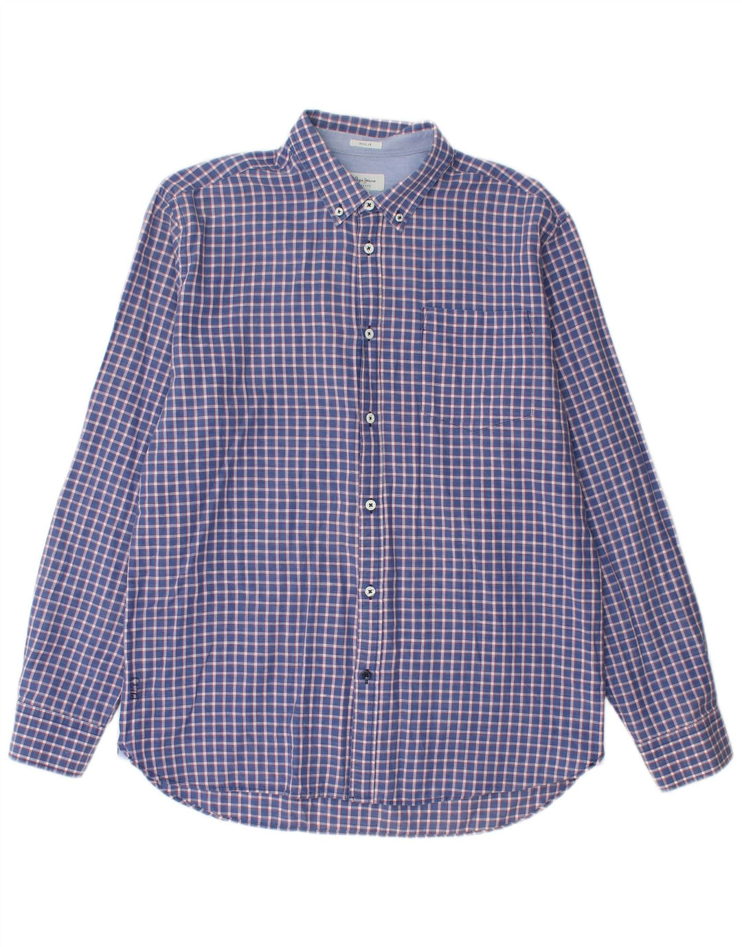 PEPE JEANS Camisa Hombre XL Azul Cuadros Algodón