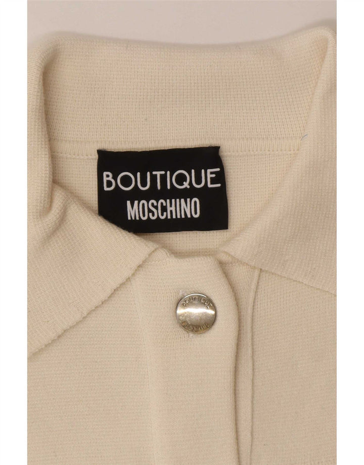 Moschino Cárdigan para Mujer UK 8 Small Off White Wool