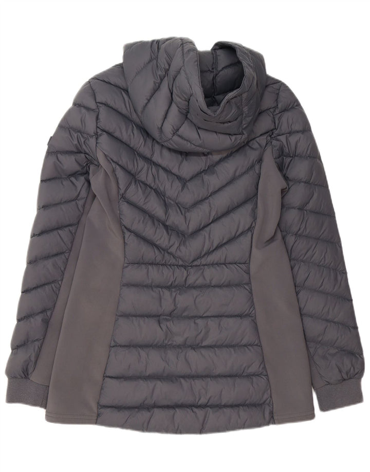HOLLISTER Chaqueta acolchada con capucha para mujer UK 10 Small Grey Nylon