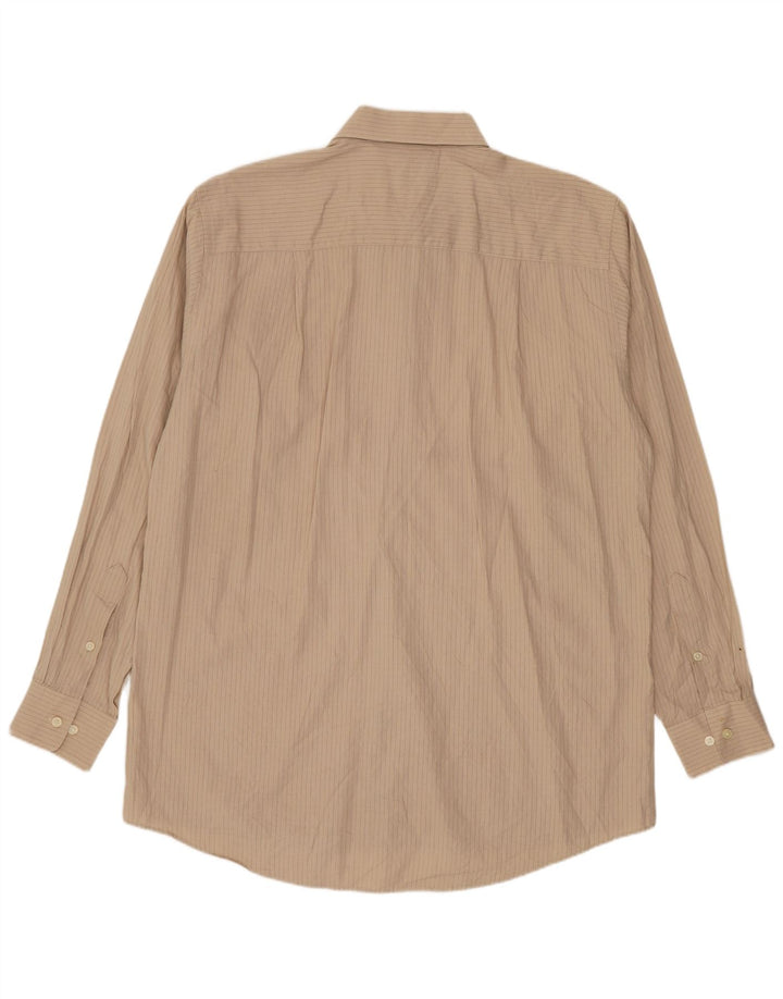 Camisa Calvin Klein para hombre talla 16 algodón a rayas beige grande