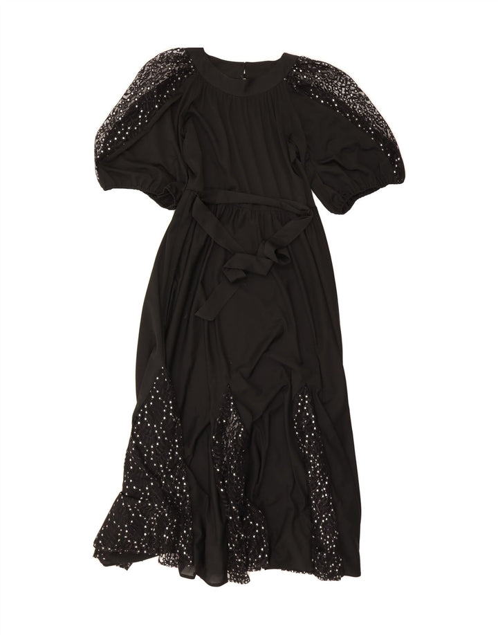 VINTAGE Womens Maxi Dress EU 40 Medium Black Polyester Vintage Vintage and Second-Hand Vintage from Messina Hembry 