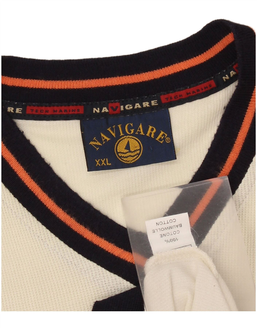 Navigare Camiseta Hombre Top 2XL Algodón Blanco Roto