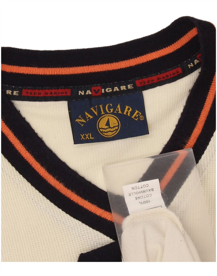 Navigare Camiseta Hombre Top 2XL Algodón Blanco Roto