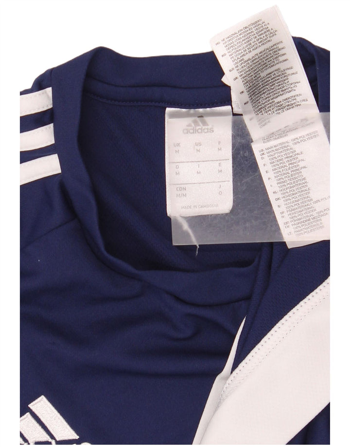 Adidas Hombre Climalite Camiseta Top Medio Azul Marino Colorblock Poliéster