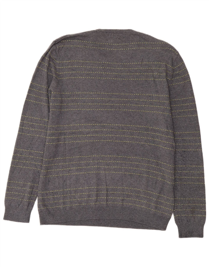 John Lewis Jersey de cuello redondo para hombre de algodón a rayas azul medio