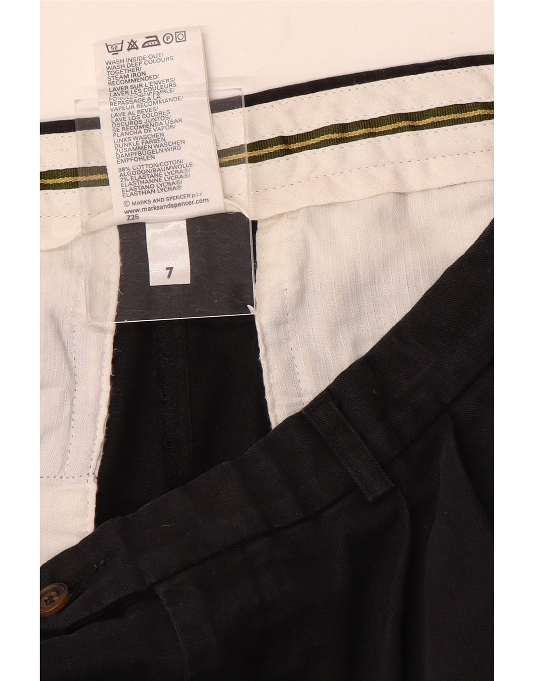Marks & Spencer Pantalón de traje con pinzas para hombre W34 L31 Algodón negro