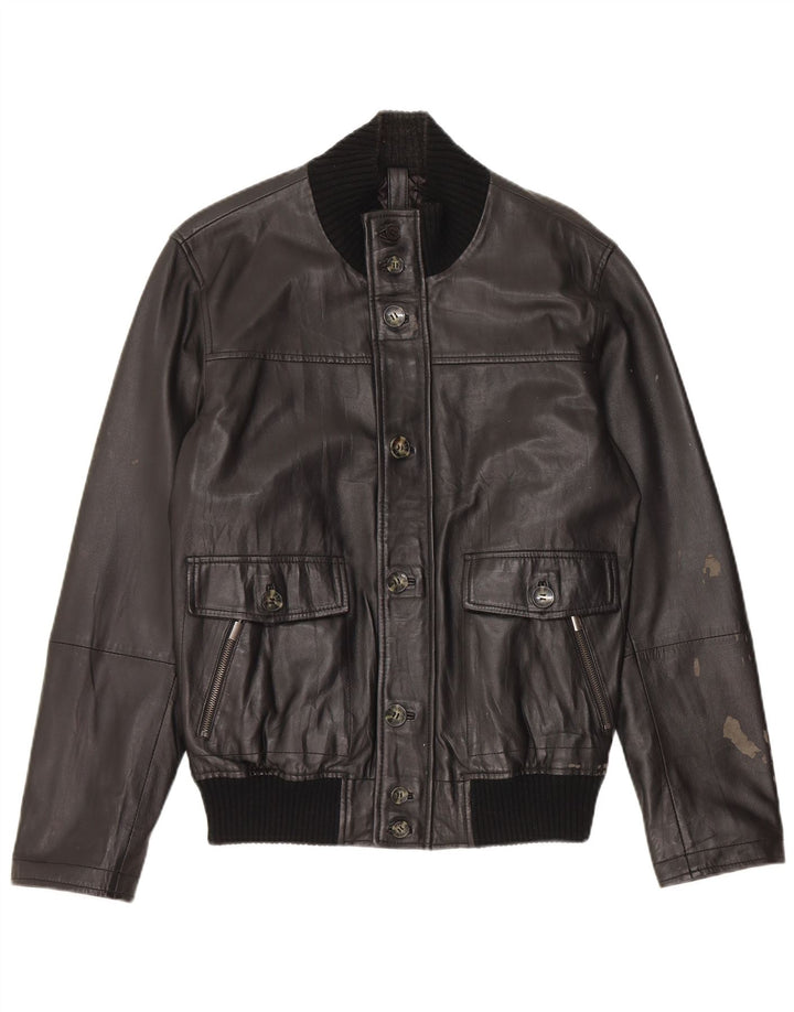 Conbipel Chaqueta Bomber De Cuero Para Hombre IT 48 Cuero Negro Mediano