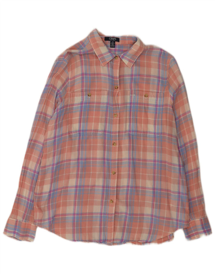 Chaps Camisa de franela para mujer UK 46 Algodón a cuadros rosa grande