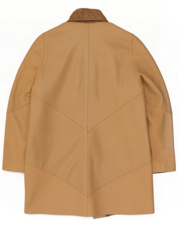 Abrigo de cuero vintage para mujer ES 44 Beige medio Estampado animal