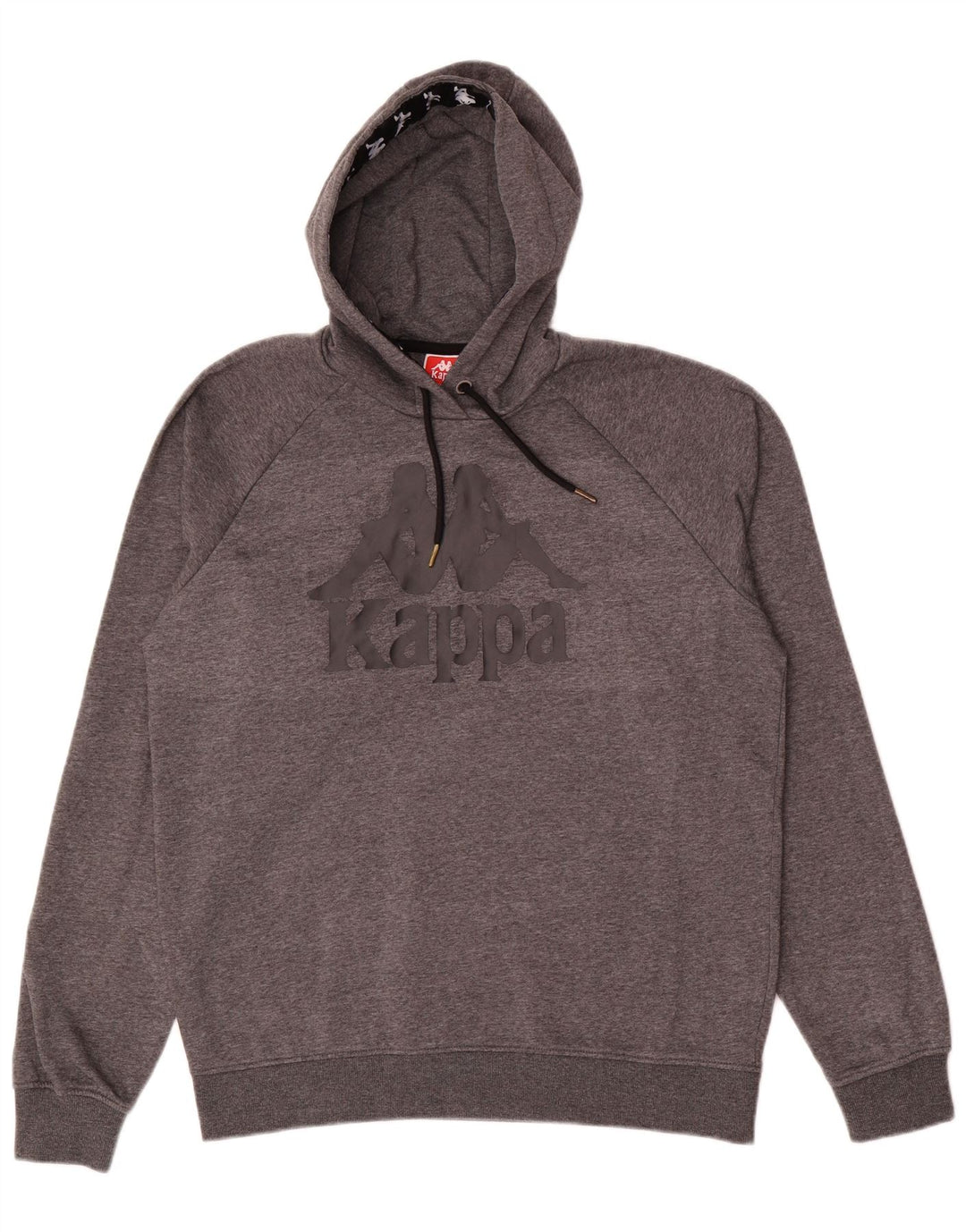 Kappa Hombre Sudadera Con Capucha Gráfica Jersey Grande Gris Poliéster