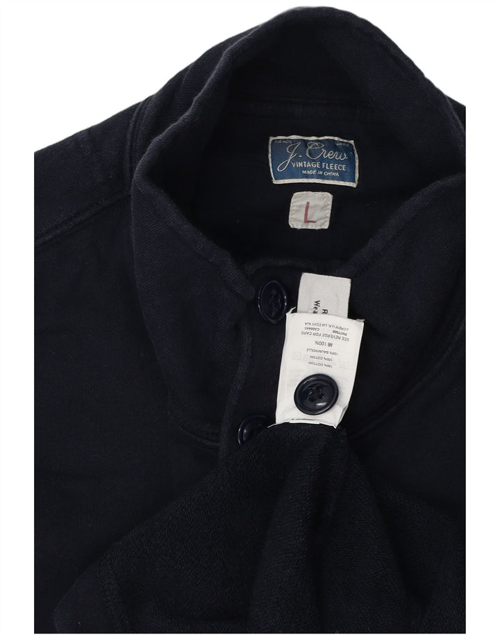J. CREW - Sudadera con cuello y botones para hombre, talla grande, algodón azul marino