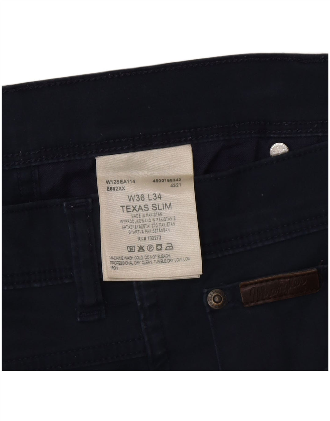 Vaqueros Wrangler Texas Slim para hombre W36 L34 Algodón azul marino