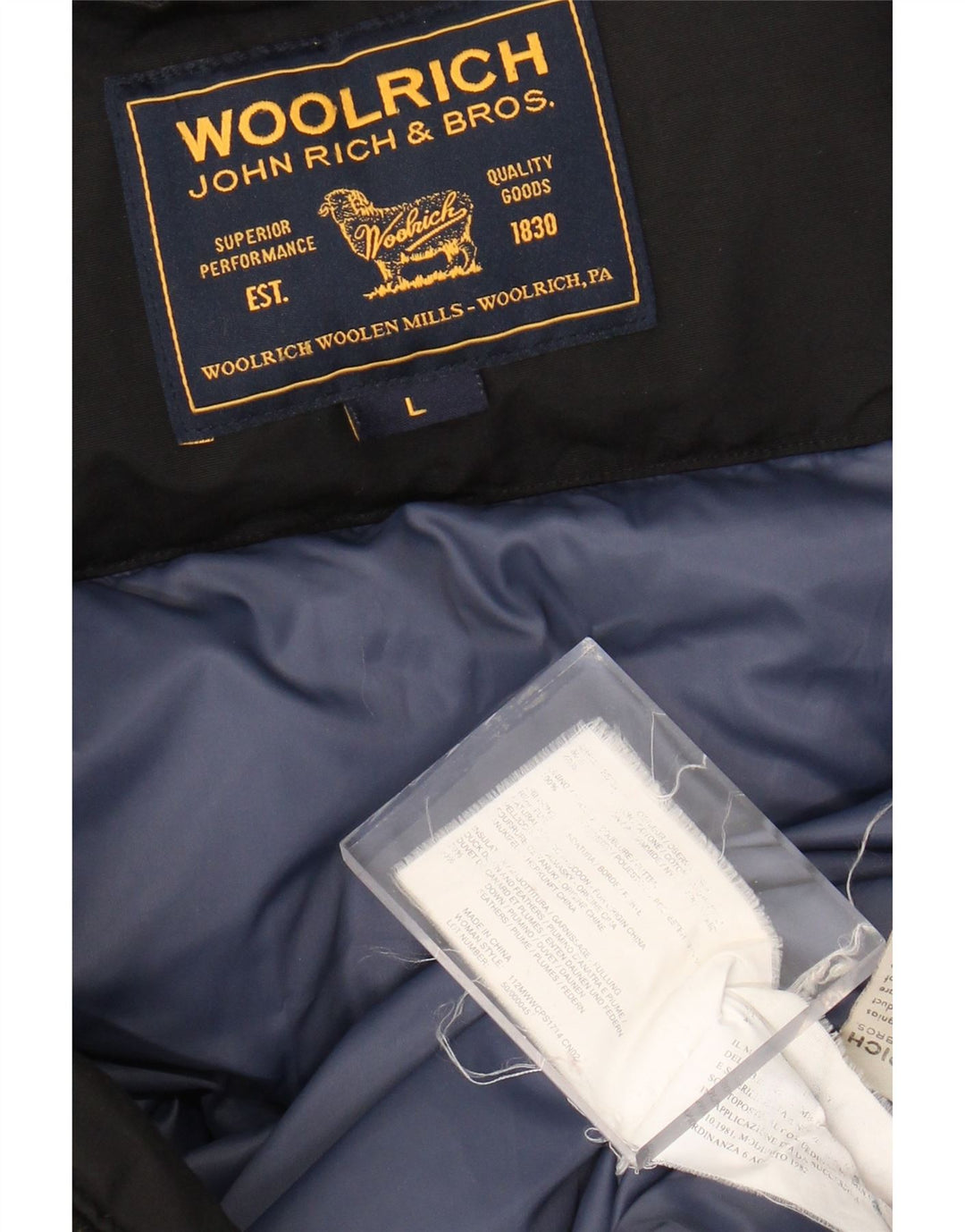 Woolrich Abrigo acolchado para mujer UK 44 Grande Algodón negro