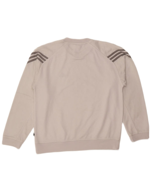ADIDAS - Sudadera holgada para hombre, talla 36/38, poliéster blanco pequeño