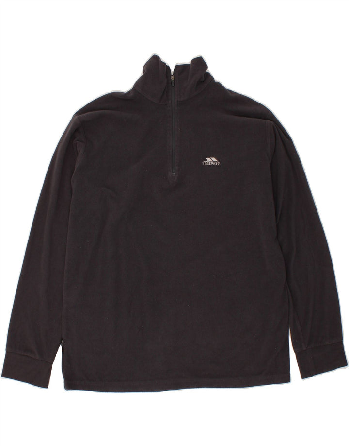 TRESPASS Mens Zip Neck Fleece Jumper Small Grey Polyester Vintage Trespass and Second-Hand Trespass from Messina Hembry 
