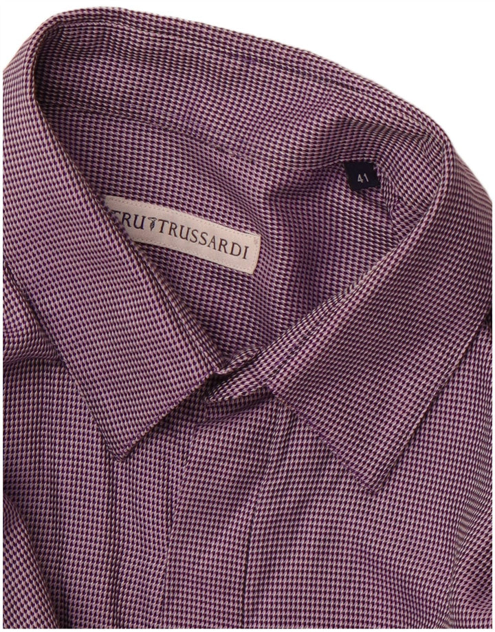 TRUSSARDI Camisa para hombre Talla 41 Mediana Púrpura Manchada