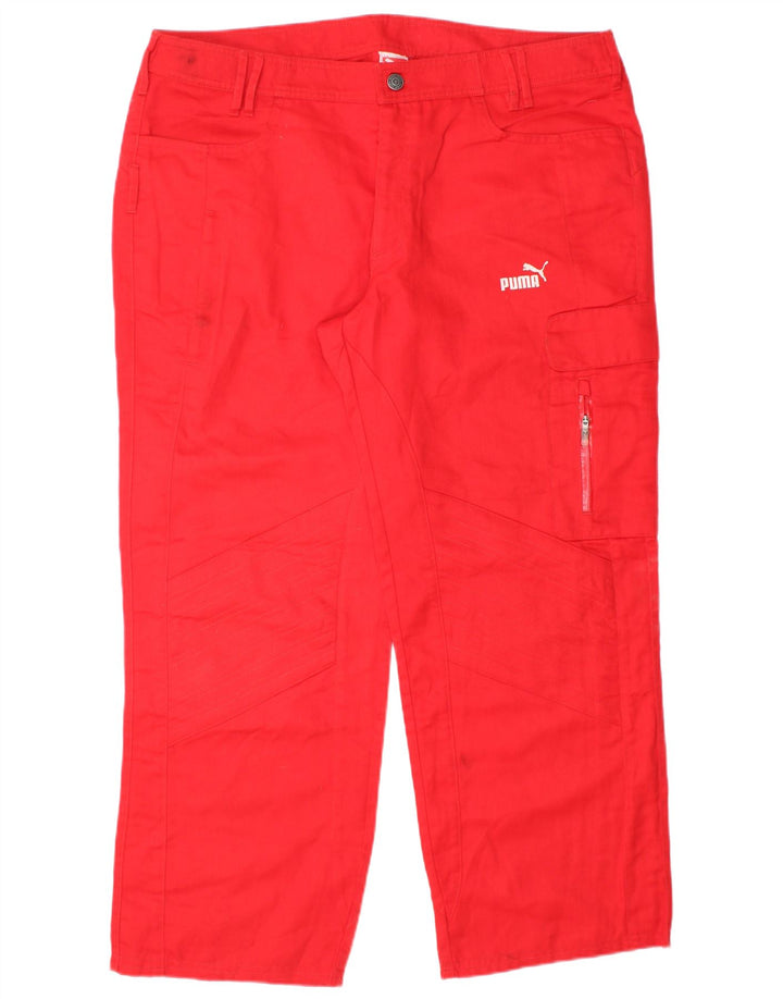 PUMA Pantalones cargo rectos para hombre W36 L28 Rojo