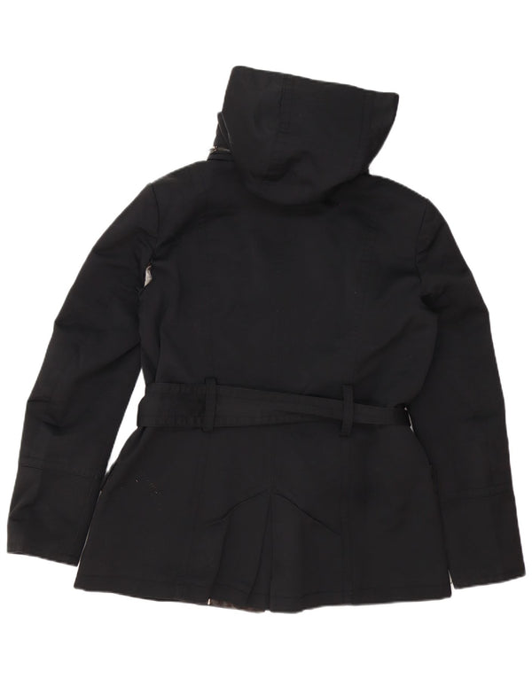 Zara Mujer Chaqueta Acolchada Con Capucha ES 40 XL Algodón Negro