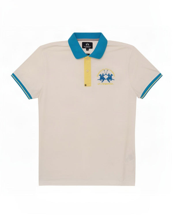 La Martina Polo con estampado gráfico de algodón color block blanco grande para hombre