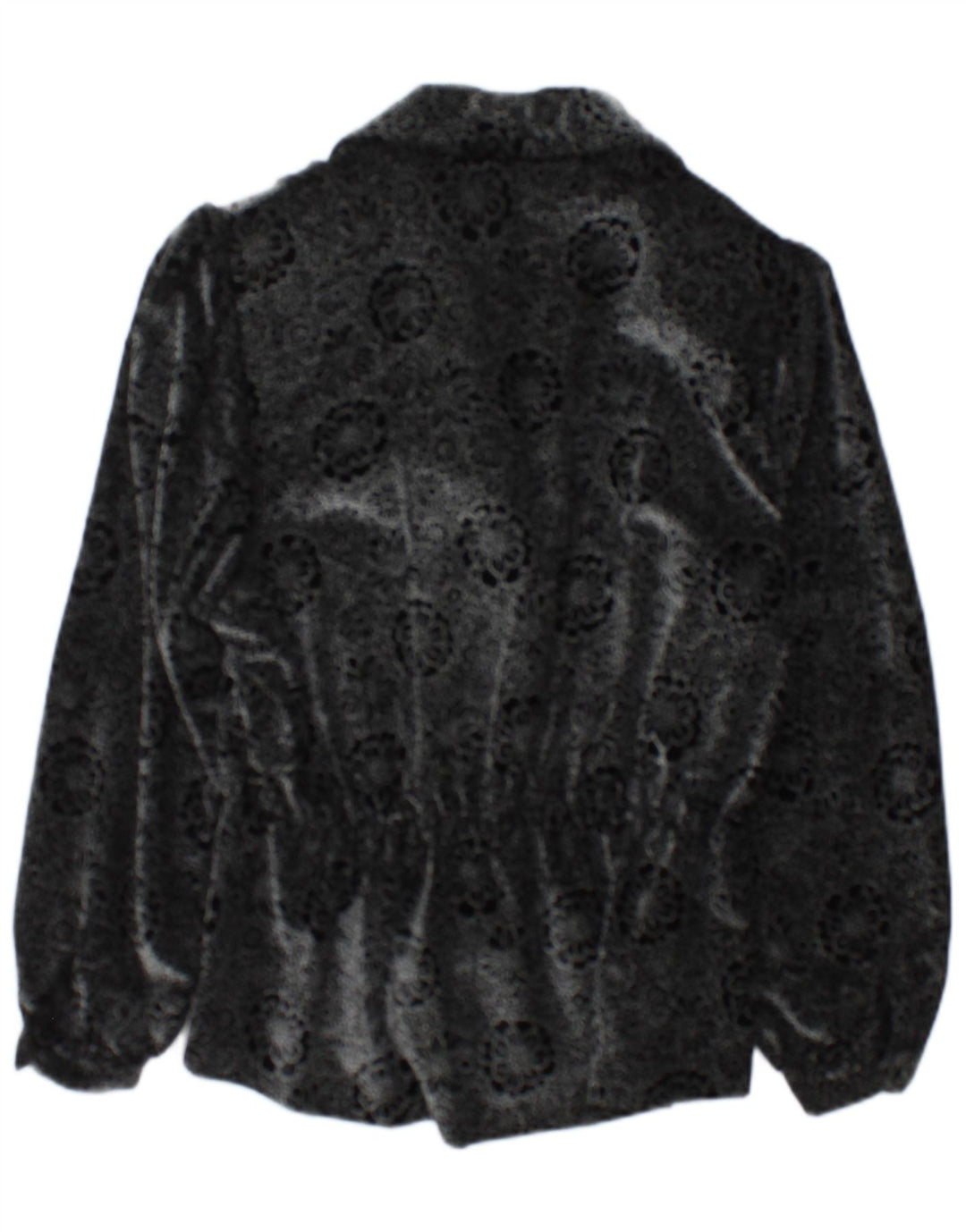 Vintage mujer 2 botones Blazer chaqueta Reino Unido 14 medio negro floral