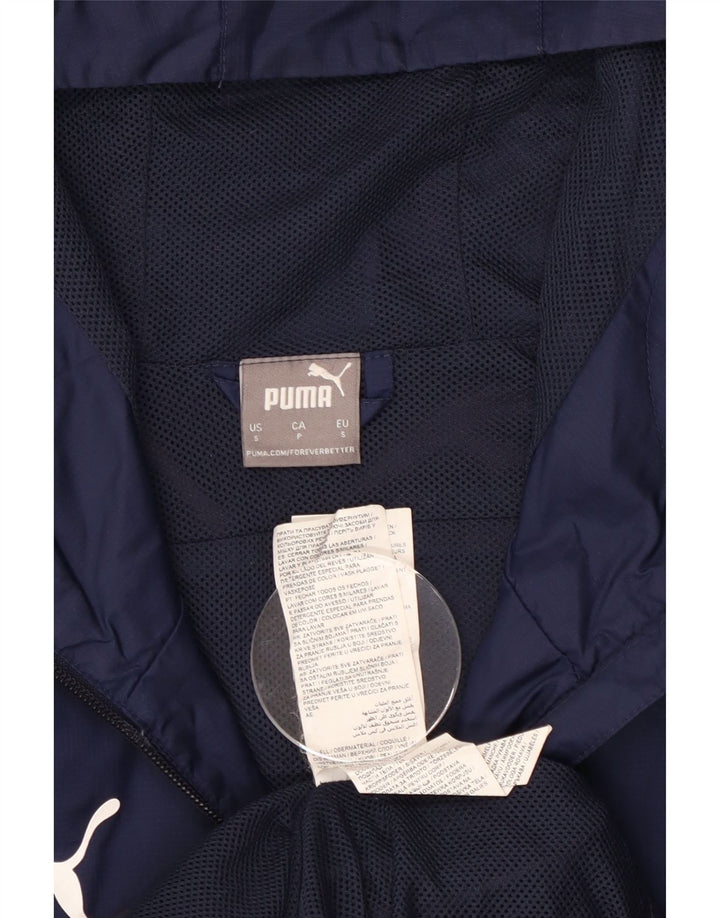 Puma Chaqueta impermeable con capucha para hombre UK 36 Small Azul marino Colorblock Nylon