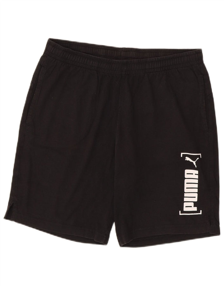 Puma Pantalones cortos deportivos con gráficos para hombre, talla grande, negro