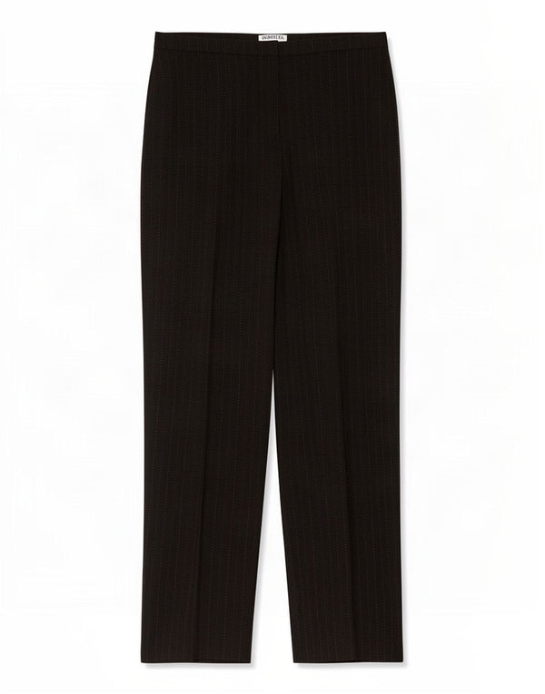Marella Pantalones de traje rectos para mujer UK 40 Large W32 L31 Black Pinstripe