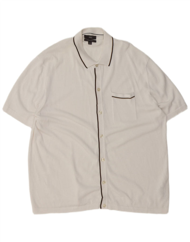 Marks & Spencer Suéter tipo cárdigan de manga corta para hombre 2XL Modal blanco