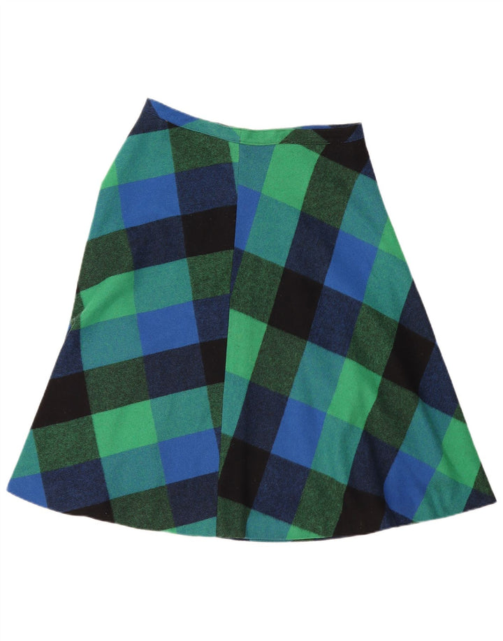 Vintage mujer A-Line falda W32 grande verde Gingham