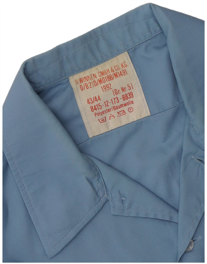 Camisa militar vintage para hombre talla 43/44 poliéster azul grande