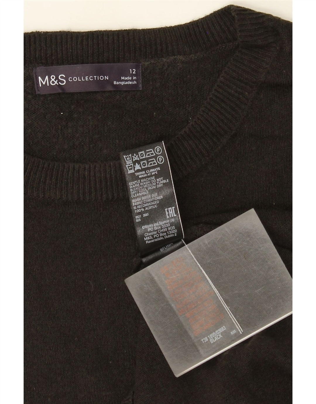 Marks & Spencer - Jersey de cuello redondo para mujer, talla 40, acrílico negro mediano