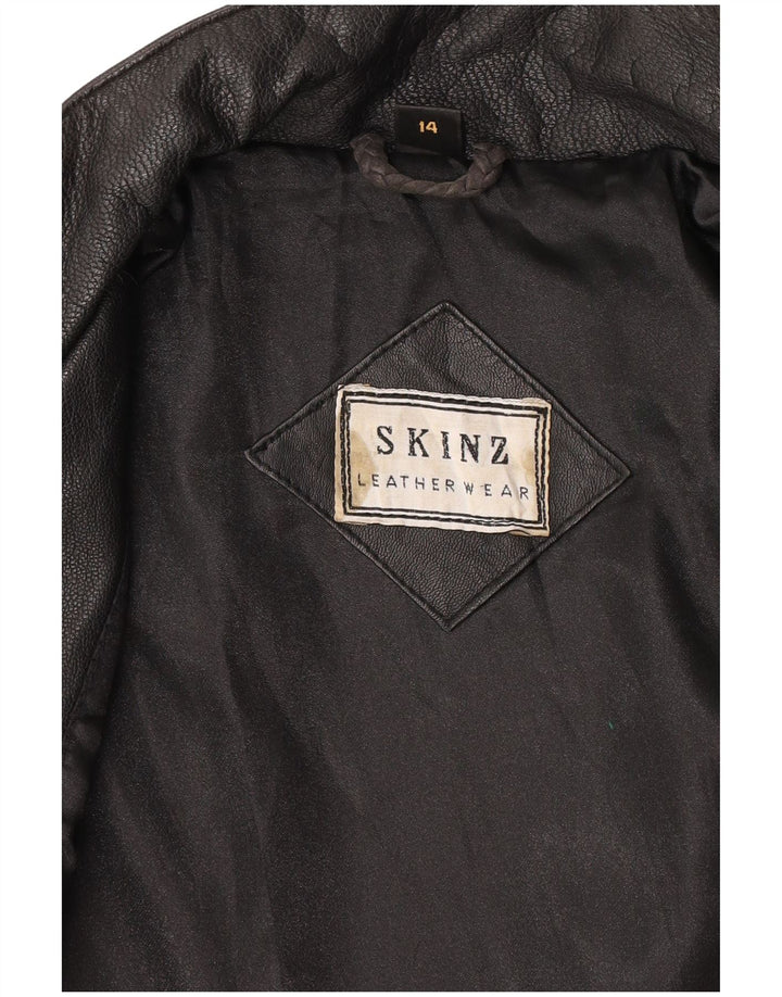 Skinz Chaqueta de cuero para mujer UK 44 Cuero negro grande