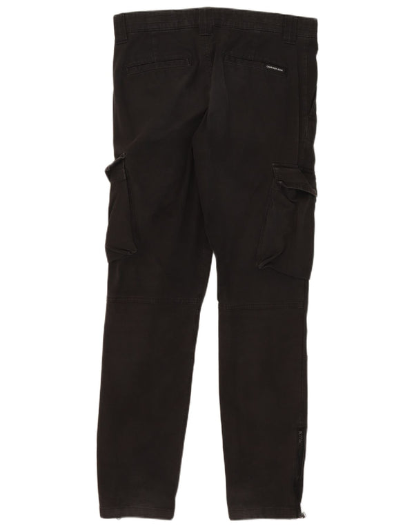 Calvin Klein Pantalones cargo ajustados con gráfico para hombre W30 L30 Algodón negro
