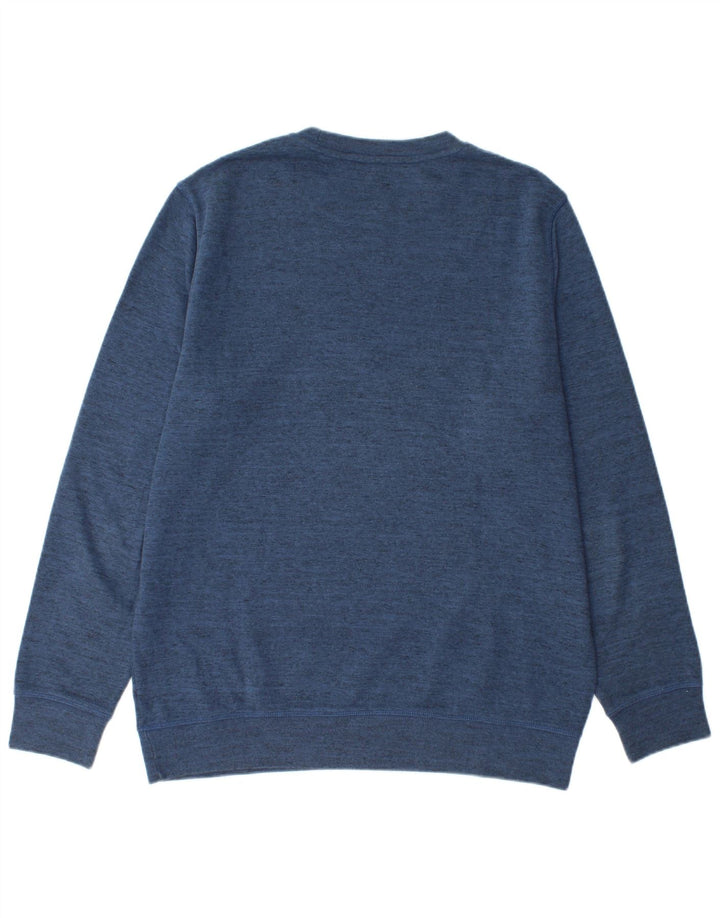 Reebok - Sudadera gráfica para hombre, jersey grande, algodón moteado en azul marino