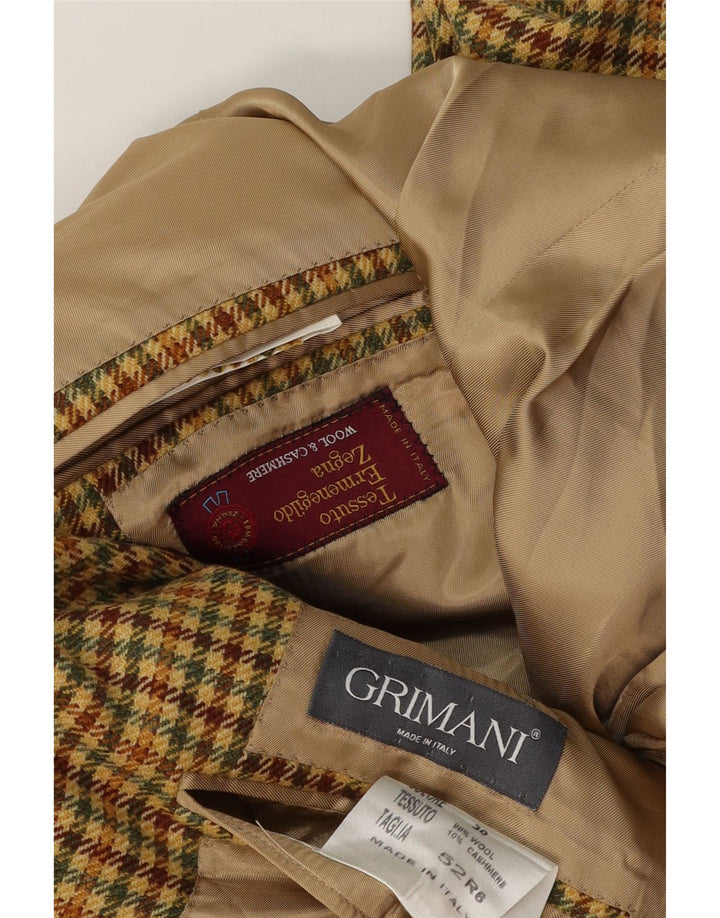 Ermenegildo Zegna Chaqueta tipo blazer de 3 botones para hombre IT 52 Large Beige Houndstooth