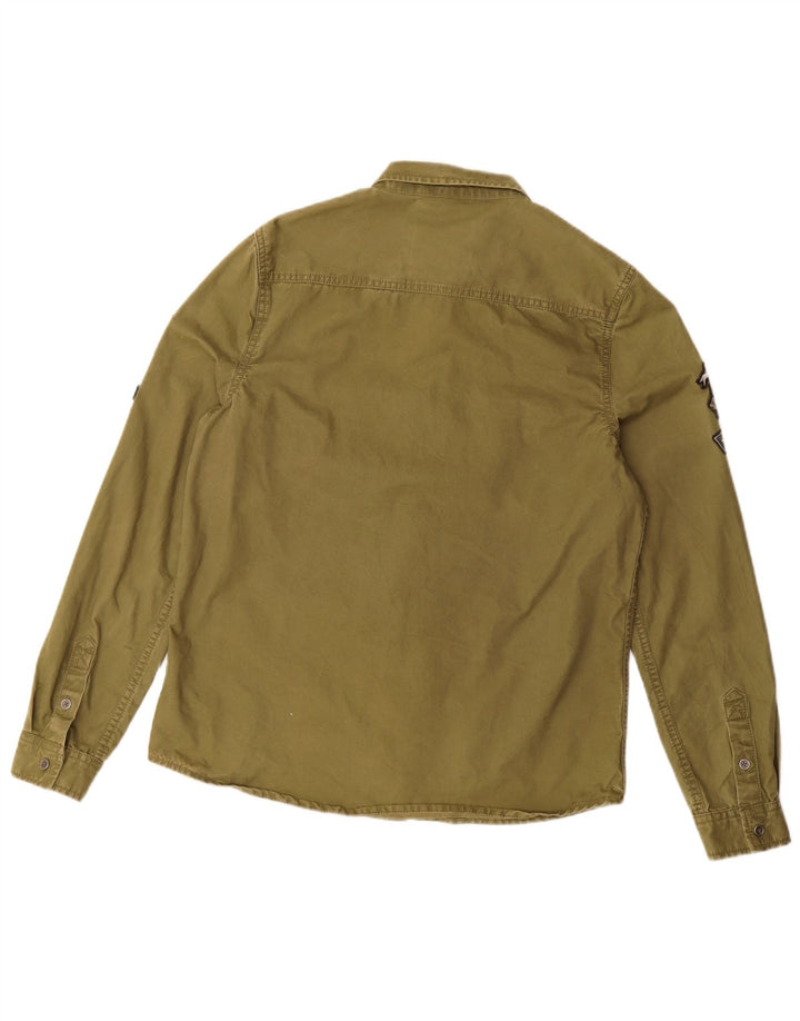 Superdry Camisa Gráfica Para Mujer UK 44 Algodón Caqui Mediano