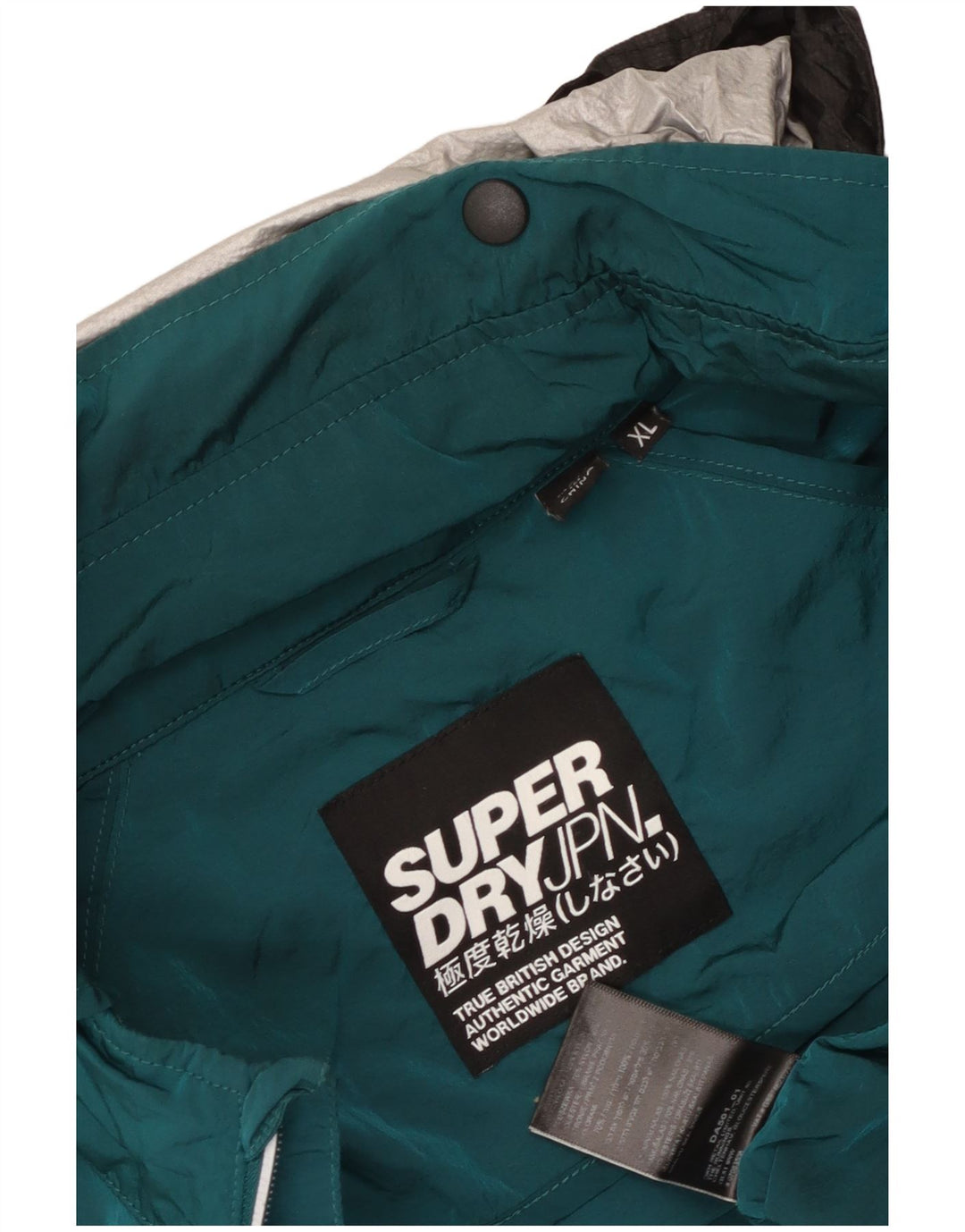 SUPERDRY Chaqueta impermeable con capucha para hombre ES 42 XL Nylon color block verde