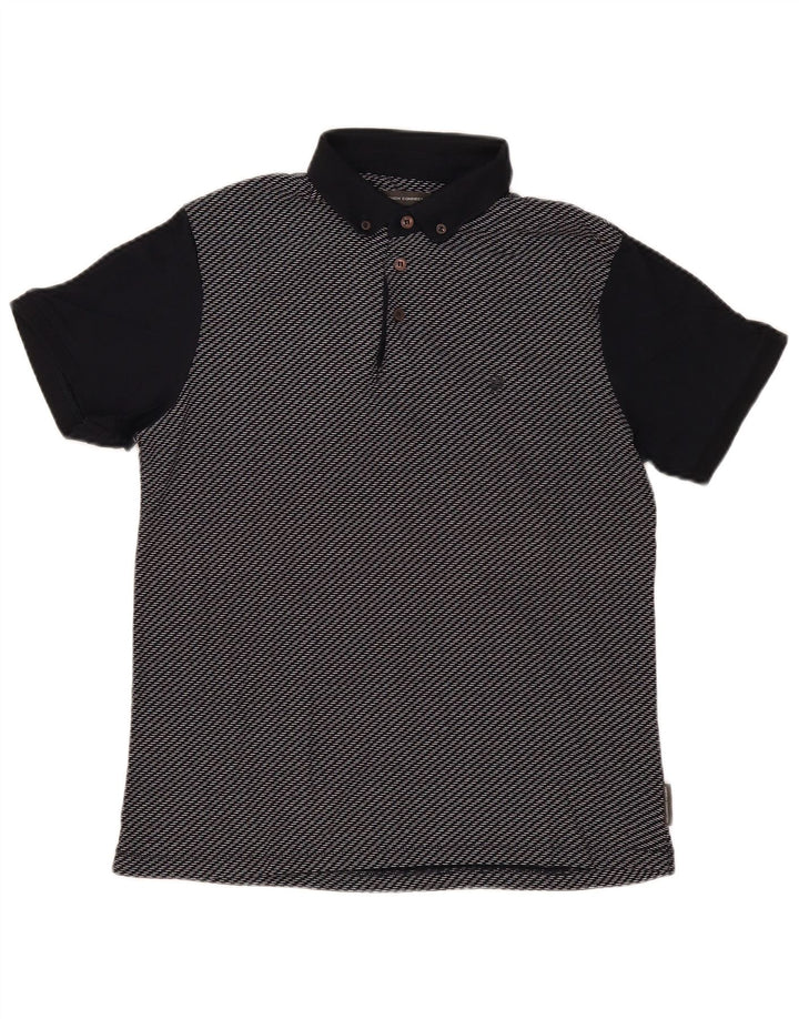 French Connection Polo para hombre de algodón a rayas azul marino mediano