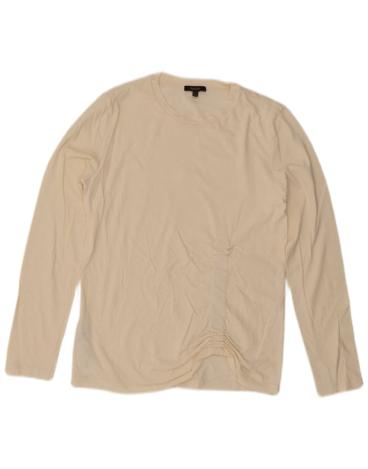 Massimo Dutti Top Mujer Manga Larga UK 6 XS Blanco Algodón