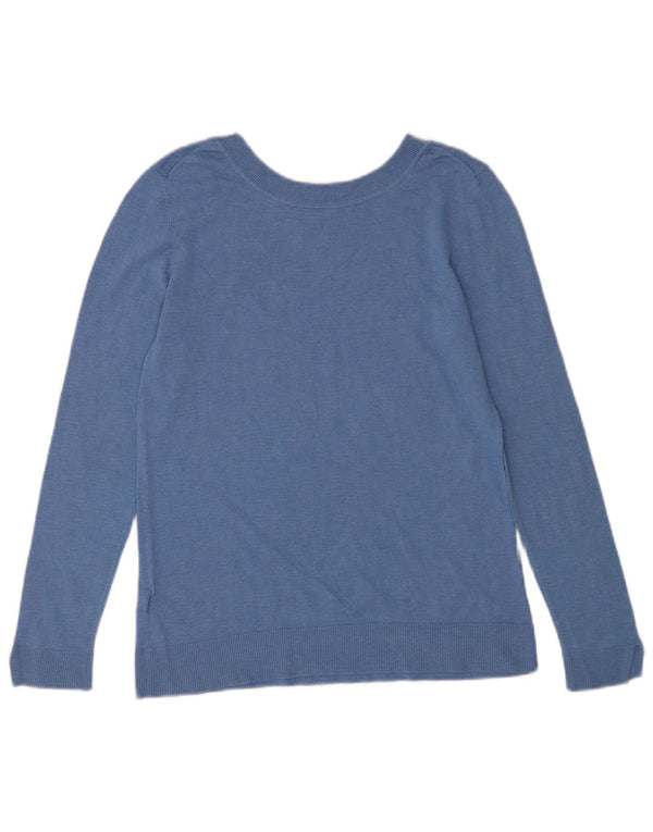 Massimo Dutti Jersey Mujer Cuello Barco UK 40 Seda Azul Medio