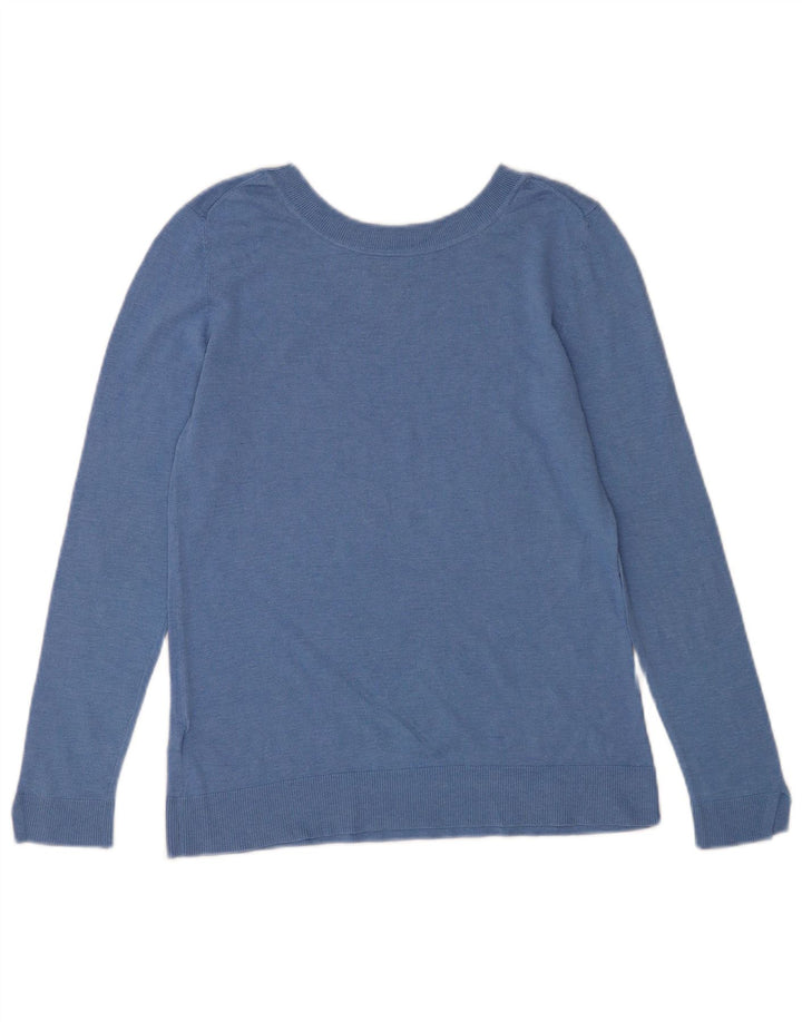 Massimo Dutti Jersey Mujer Cuello Barco UK 40 Seda Azul Medio