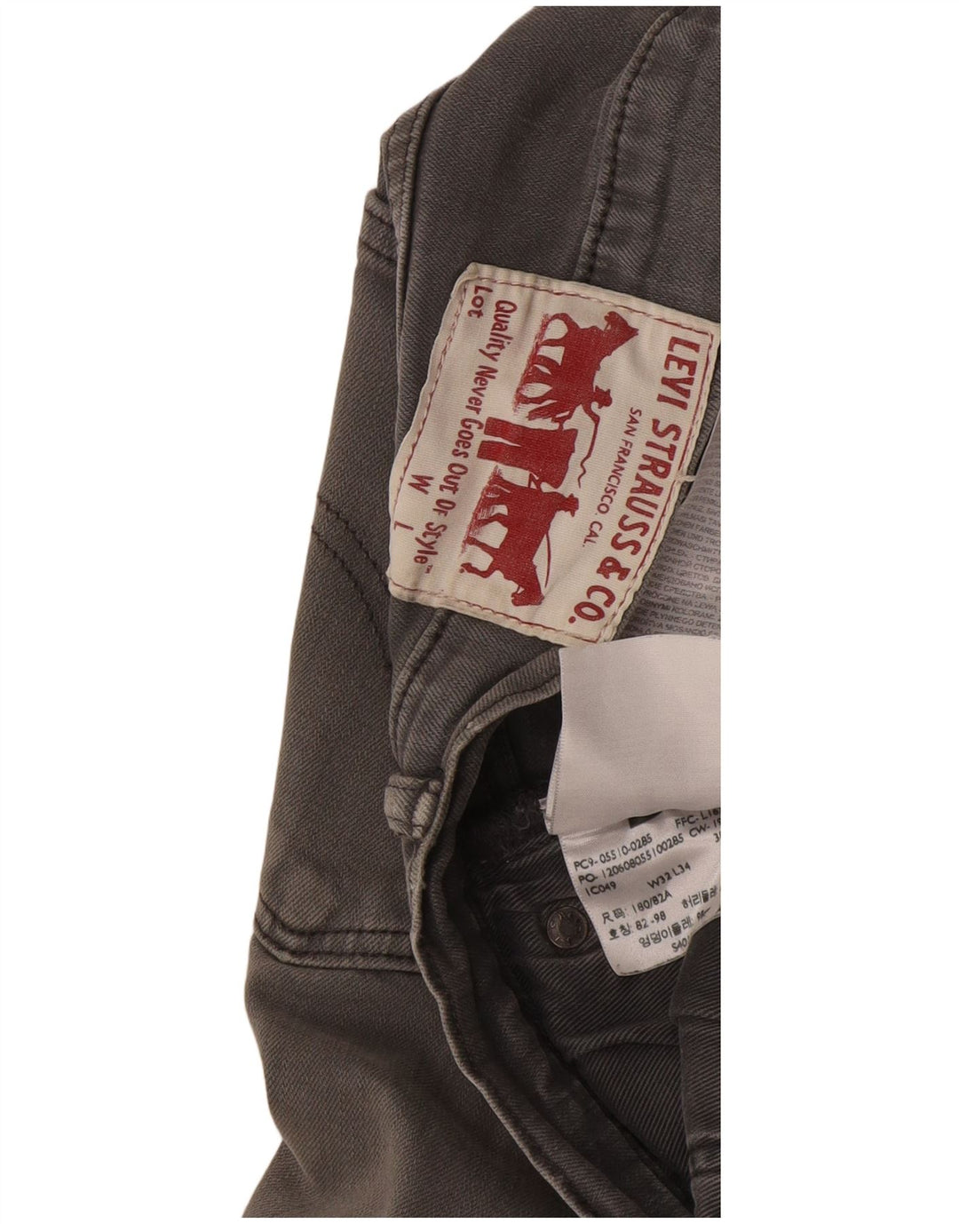Vaqueros pitillo para hombre Levi's W32 L34 Algodón gris